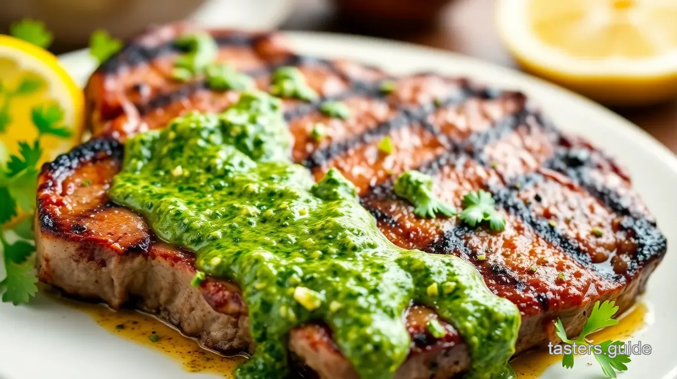 Llama Steak with Chimichurri Sauce