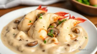 Easy Langostino Tails in Creamy Mushroom Gravy recipe card