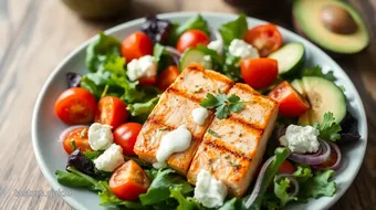 Grilled Salmon & Creamy Goat Cheese Salad