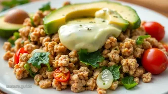 Sautéed Ground Turkey with Creamy Avocado