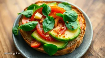 Toast Avocado Bagel with Fresh Spinach