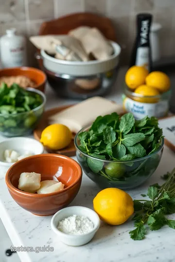 Halibut and Spinach Filo Wraps ingredients