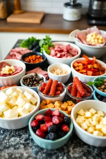 Black and Red Charcuterie Board ingredients