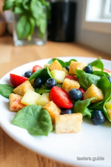 Fruit Salad with Spinach and Croutons steps