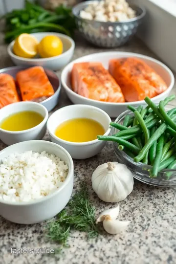 Grilled Salmon with Rice and Green Beans ingredients