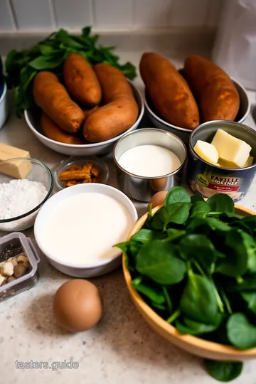 Mashed Sweet Potatoes with Creamy Spinach ingredients