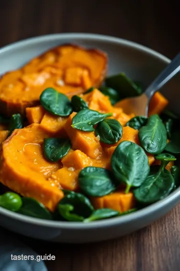 Mashed Sweet Potatoes with Creamy Spinach presentation