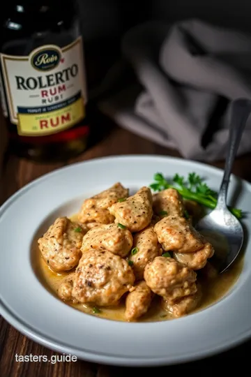 Ron Roberto Rum-Infused Tropical Coconut Chicken presentation