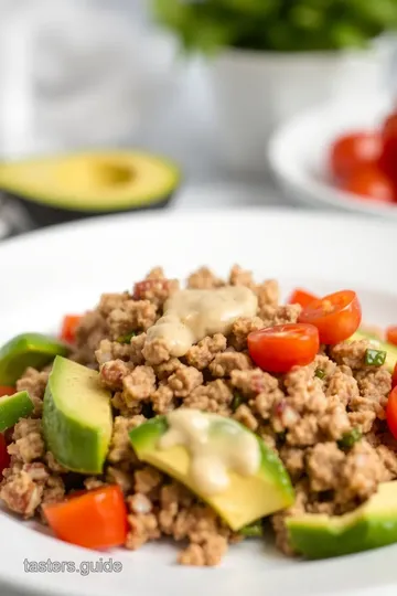 Sautéed Ground Turkey with Creamy Avocado presentation