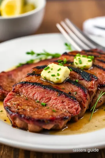 Perfectly Seared Sirloin Steak with Garlic Herb Butter presentation