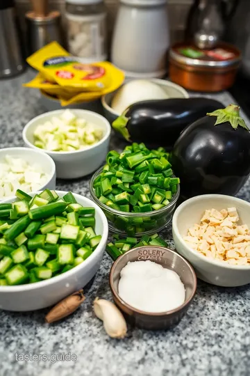 Okra and Eggplant Stir-Fry ingredients