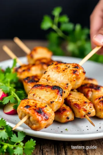 Torene-Infused Grilled Chicken Skewers presentation